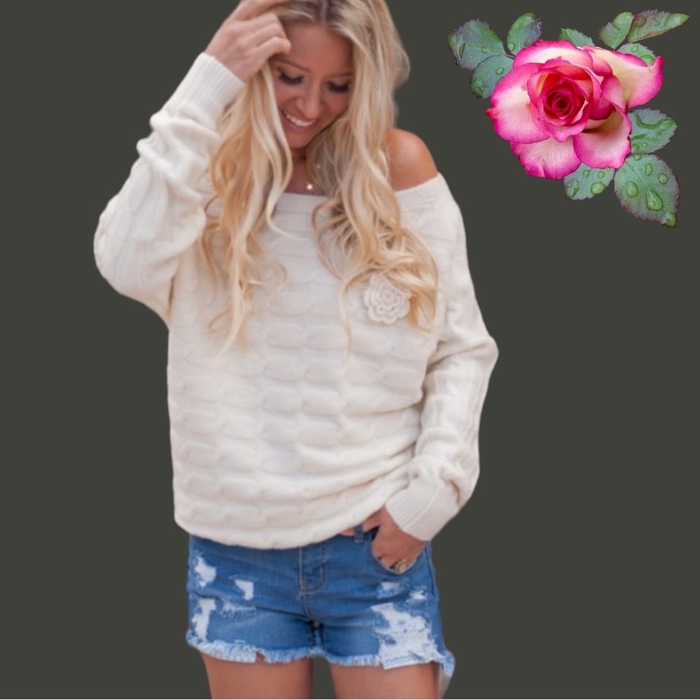 Military Hippie Coming up Roses Sweater - Forever Roses Collection. Size S/M - Picture 3 of 11